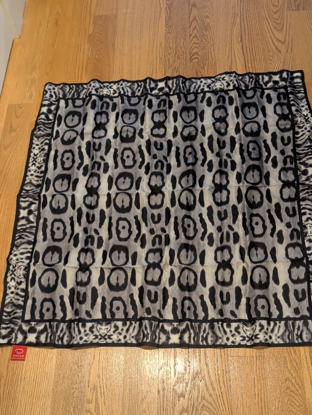 Silk Large Neutral Leopard Print Scarf - Square